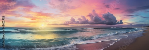 Calm beach with vibrant sunset