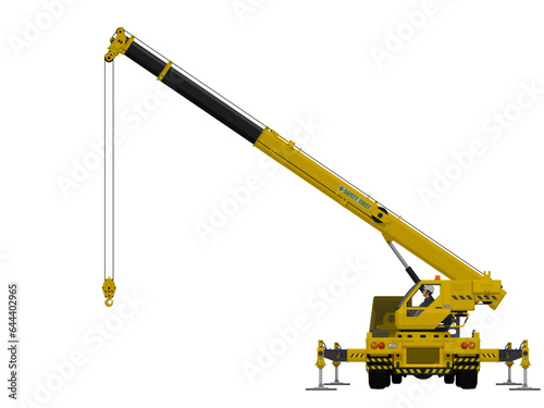 Isolated mobile crane on white background photo