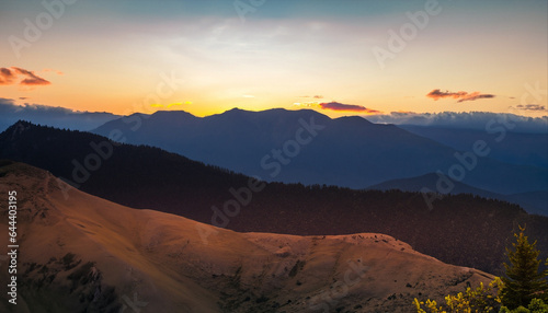 Mountain landscape at sunset autumn