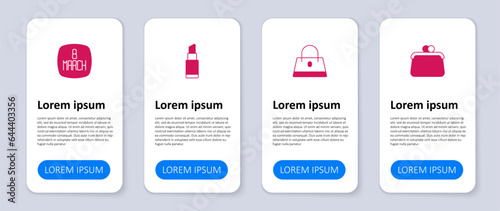 Set Handbag, Lipstick and 8 March. Business infographic template. Vector