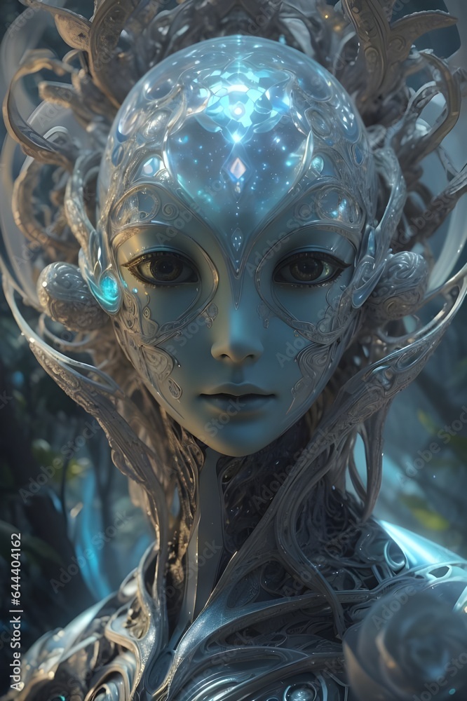 Ethereal Encounter The Hyper-Real Extraterrestrial Alien Sculpture Crafted by Generative AI




