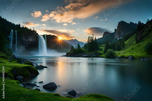 waterfall in the mountains