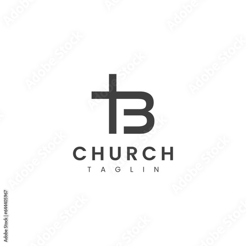 Letter B with Church Logo Design Vector Template