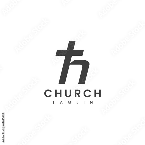Letter H with Church Logo Design Vector Template