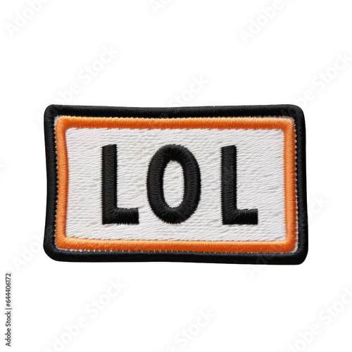 lol laugh out loud embroidered patch badge on isolated transparent background png, generative ai photo