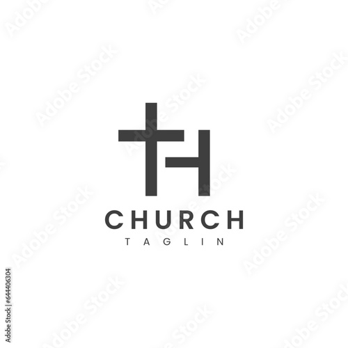 Letter H with Church Logo Design Vector Template