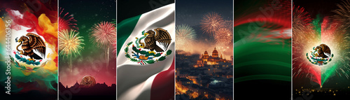 Photo collage of mexico day, flag and celebration. photo