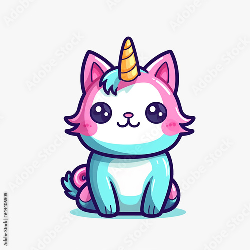 Cute cat with unicorn horn  kawaii caticorn