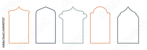Islamic, arab line vector window, door icon set