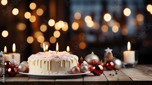 New Year's cake and Christmas cake on a New Year's background