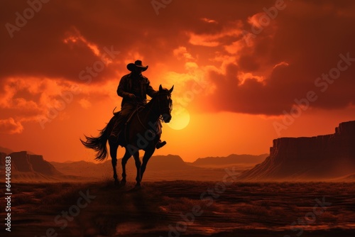 landscape  Bold cowboy silhouette on horseback