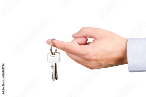 Man holding house keys, transparent