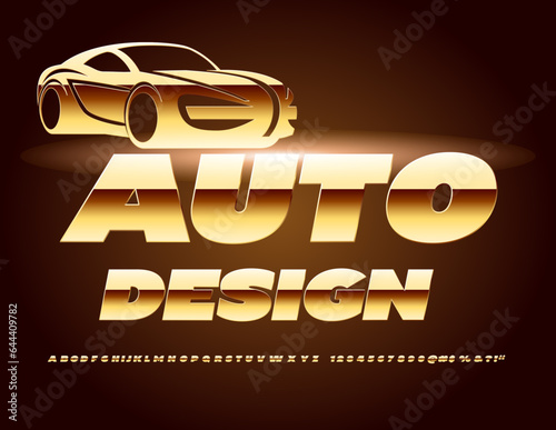 Vector premium sign Auto Design. Elite Golden Font. Modern Luxury Alphabet Letters and Numbers set