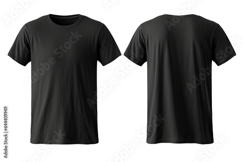 Black t-shirt template front and back illustration isolated transparent background, PNG , Generative AI