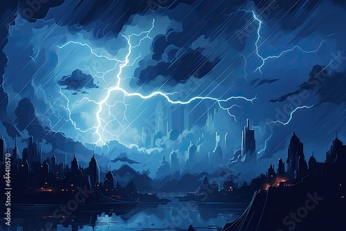 thunderstorm force of nature in the sky ilustration
