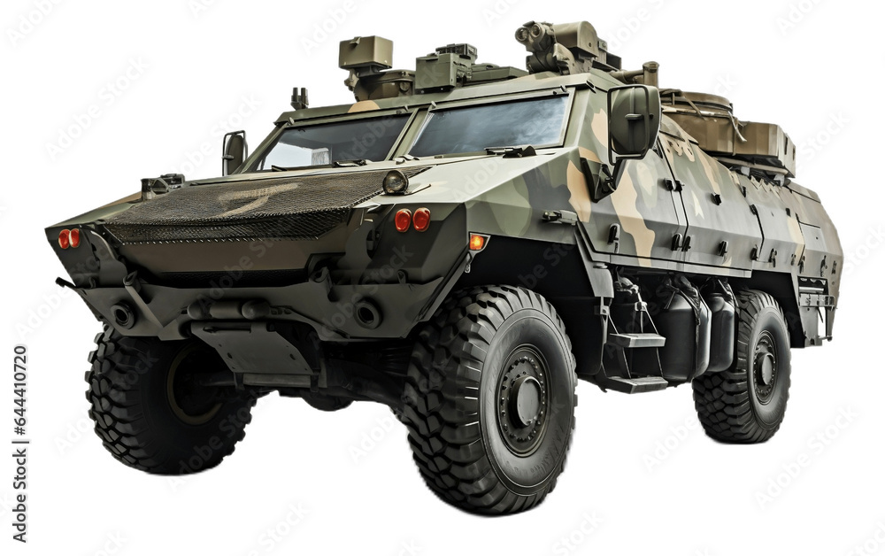 Army Armored Mortar Carrier Isolated on Transparent PNG Background, rendering. Generative AI