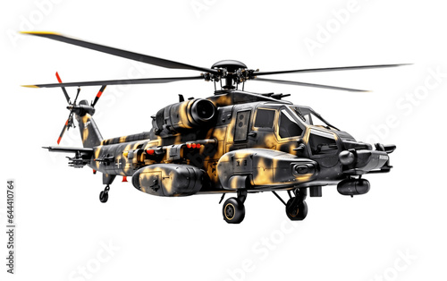 Army Attack Helicopter Isolated on Transparent PNG Background, rendering. Generative AI