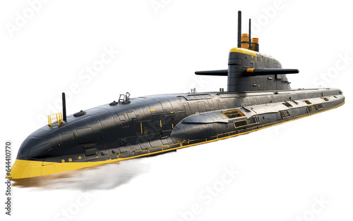Army Ballistic Missile Submarine SSBN Isolated on Transparent PNG Background rendering. Generative AI photo