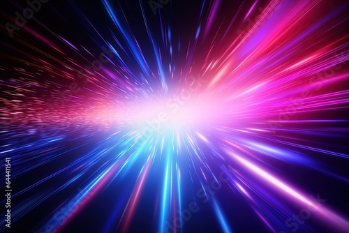 abstract futuristic background with pink blue glowing neon moving high speed wave lines and bokeh lights. Data transfer concept Fantastic wallpaper, © AKKA