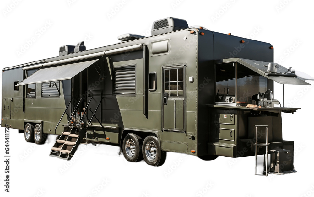 Army Field Kitchen Trailer Isolated on Transparent PNG Background