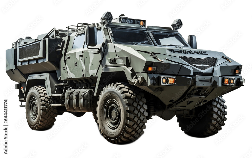 Army Forward Command Vehicle Isolated on Transparent PNG Background, rendering. Generative AI