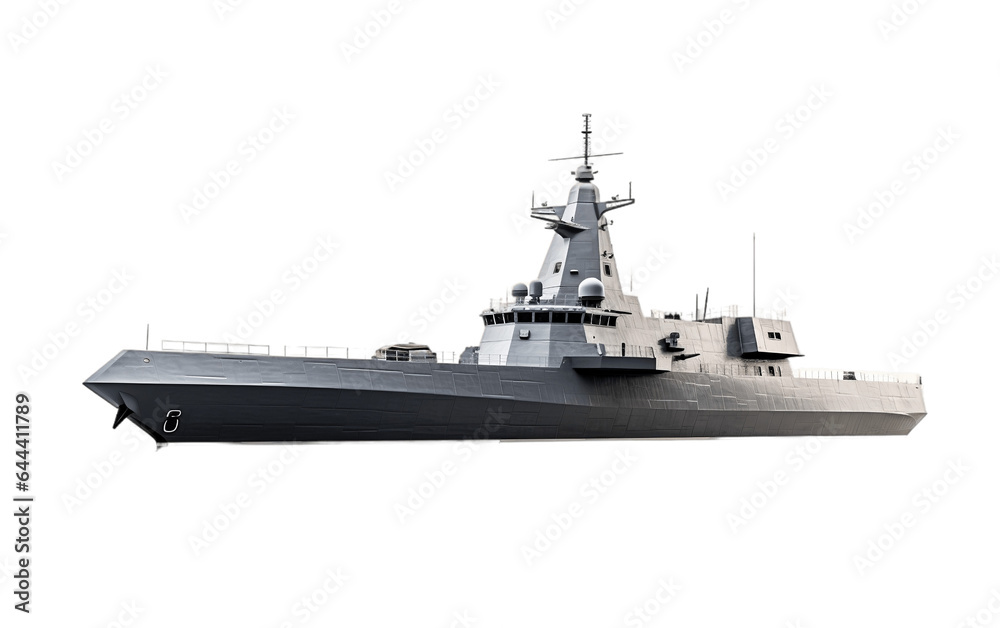 Army Frigate Isolated on Transparent PNG Background, rendering. Generative AI