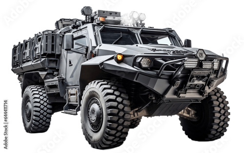 Army Electronic Warfare Vehicle Isolated on Transparent PNG Background, rendering. Generative AI