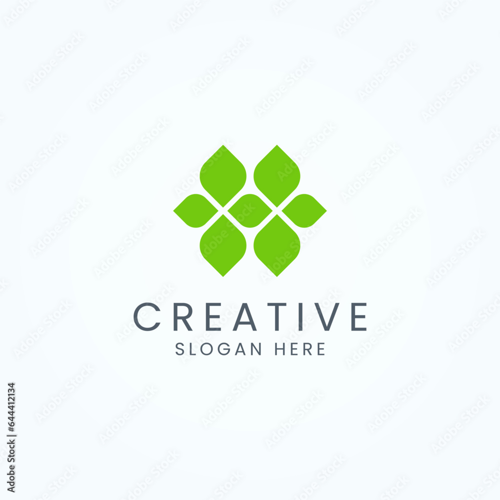Initial Letter H With Leaf Monogram Logo Design Template Stock Vector ...