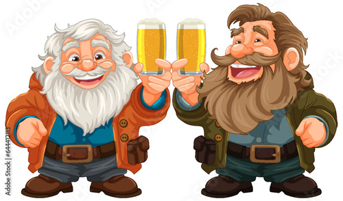 Cheerful Old Friends Celebrating with Beer