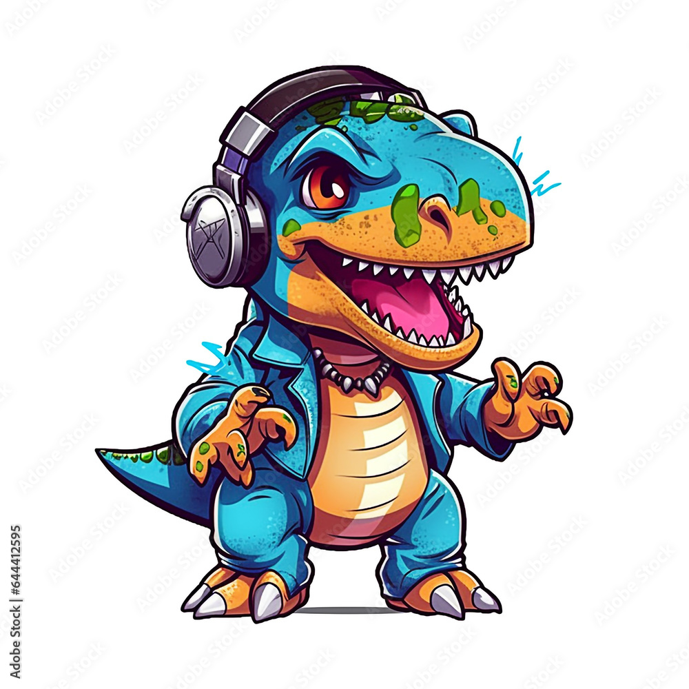 Watercolor funny baby dinosaur wearing sunglasses Watercolor funny baby dinosaur wearing sunglasses