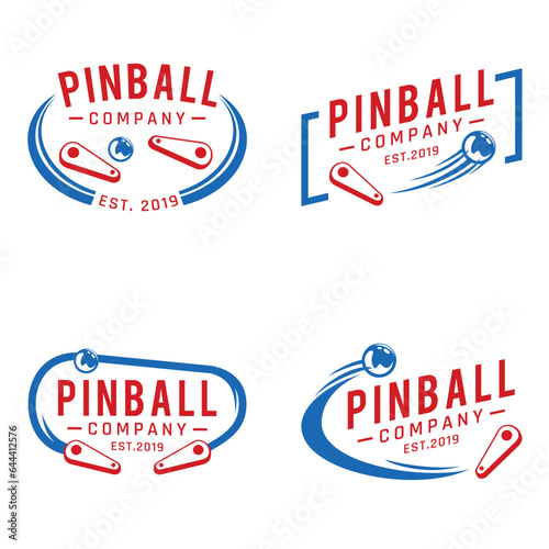 Set Pinball Vintage Retro Vector Badge Emblem Logo for Banner, Poster, Flyer, Website, Social Media