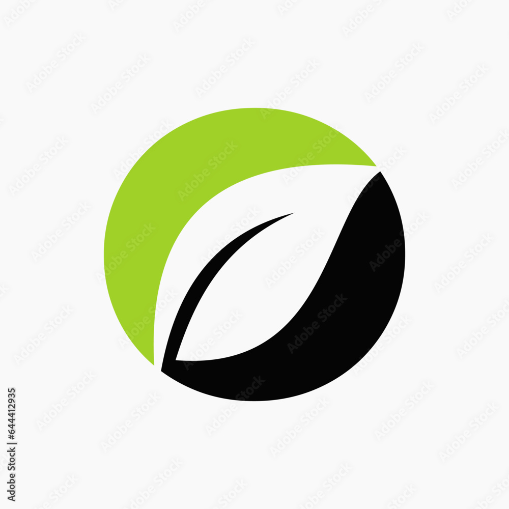 Eco Leaf Logo On Letter O Concept With bio leaf icon Eco Leaf Logo On Letter O Concept With bio leaf icon