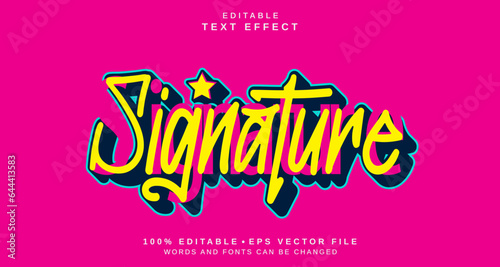 Editable text style effect - Signature text style theme.