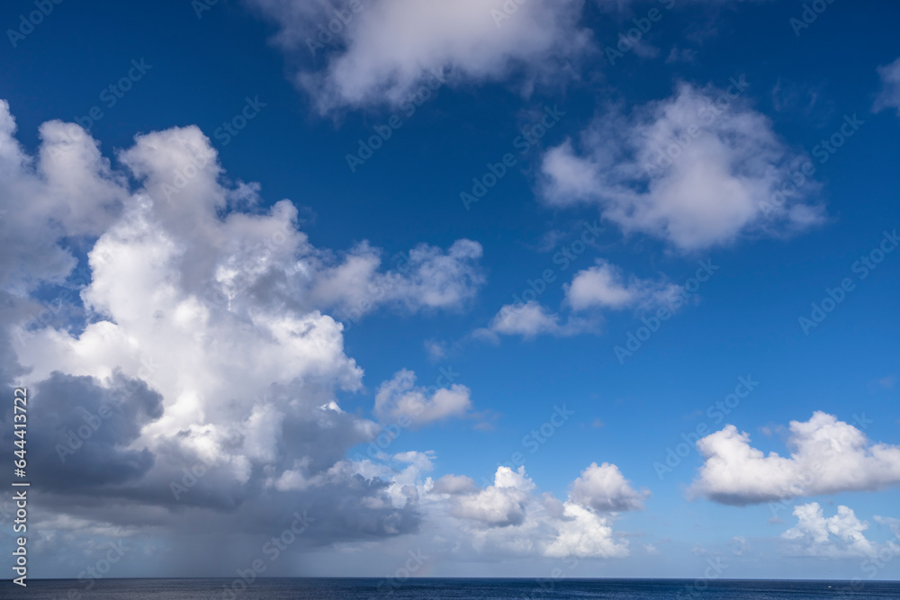 The picturesque Caribbean sky over the sea