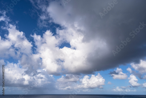 The picturesque Caribbean sky over the sea