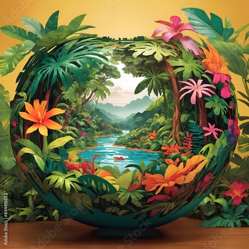 World Environment Earth Day Concept Ecosystem of The Tropical Rainforest Sphere AI Generative