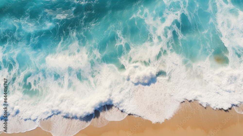Top view of ocean breaking on shore Top view of ocean breaking on shore