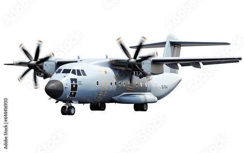 Army Military Transport Aircraft Isolated on Transparent PNG Background, rendering. Generative AI