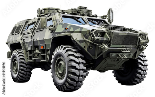 Army Reconnaissance Vehicle Isolated on Transparent PNG Background  rendering. Generative AI