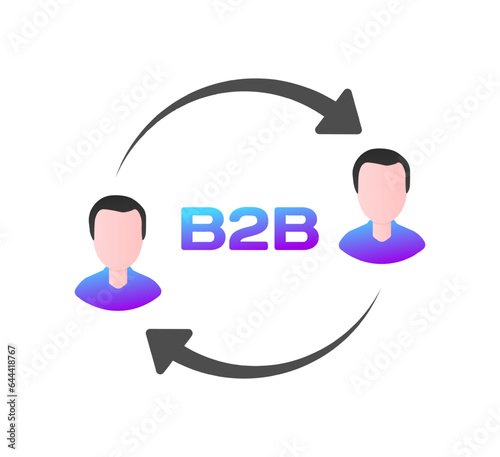 B2B transfer. Flat, purple, people icons, B2B transfer icon. Vector icon