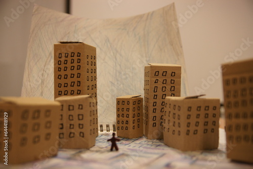 Fake city handmade of cardboard