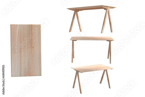 3D Illustration: Four Wooden Tables