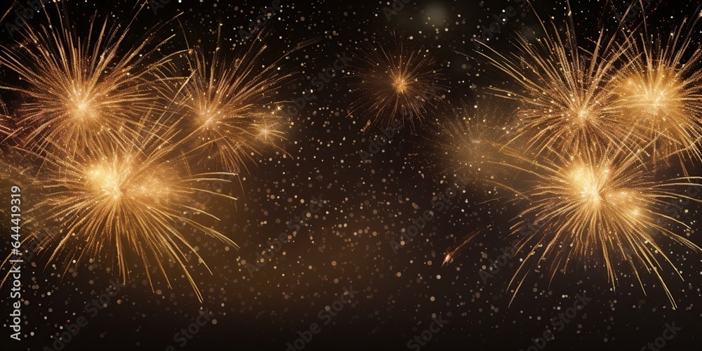 Happy New Year, Fireworks background. AI Generated.
