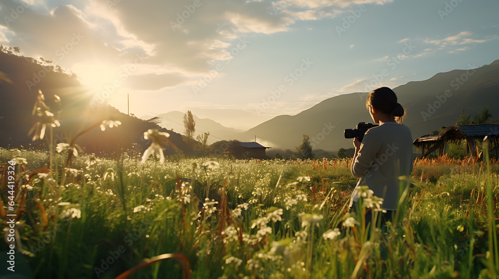 Fototapeta premium Green Solutions: Capturing Eco-Conscious Actions for a Sustainable Future, Generative AI