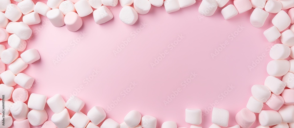 Marshmallows on a isolated pastel background Copy space