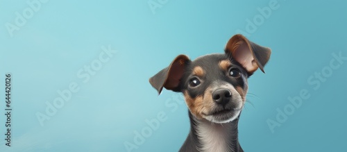 Nice background enhances adorable dog portrait isolated pastel background Copy space