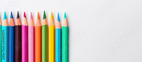 Vivid pencils on isolated pastel background Copy space