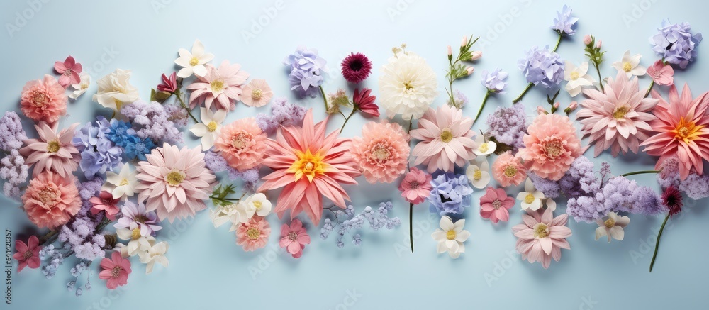 Stunning collection of flower images isolated pastel background Copy space Stunning collection of flower images isolated pastel background Copy space