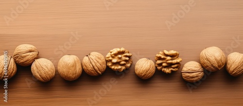 Walnut on a isolated pastel background Copy space