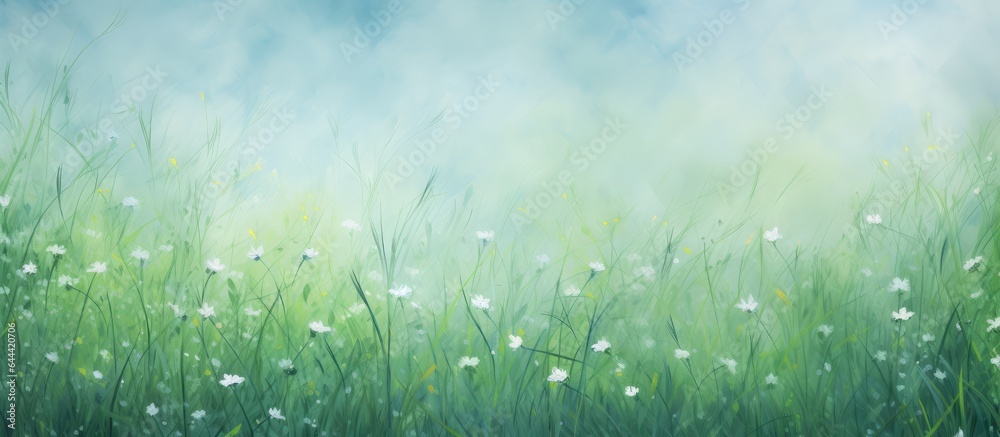 Springtime Margarit on grass isolated pastel background Copy space Springtime Margarit on grass isolated pastel background Copy space